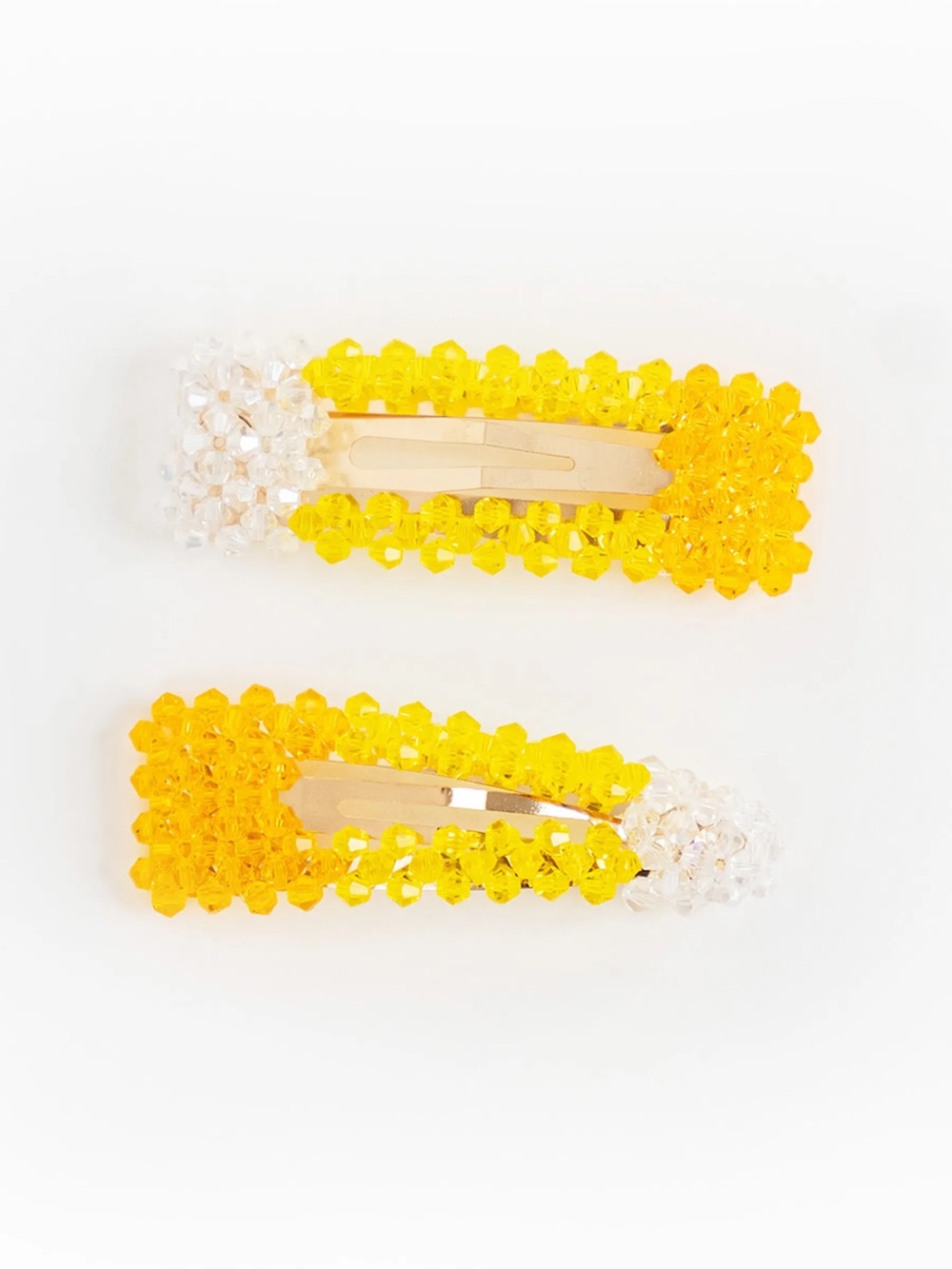 New🌟Free People-Yellow Beaded Snap Hair Clips  - Set of 2